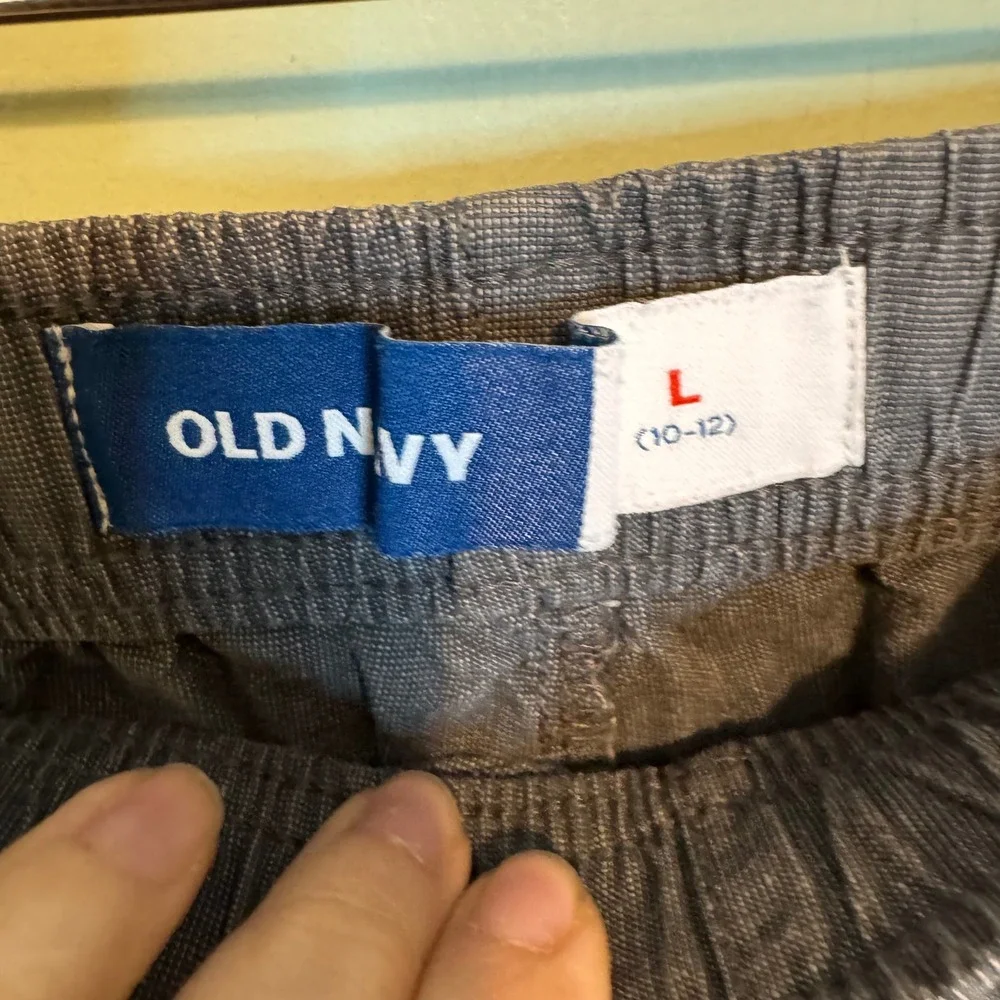 Old Navy Boys Gray Linen Blend Elastic Waist Drawstring Shorts L 10-12